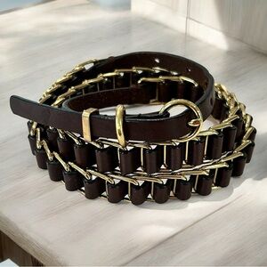 Classy Learher Wrapped Chain Link Skinny Belt